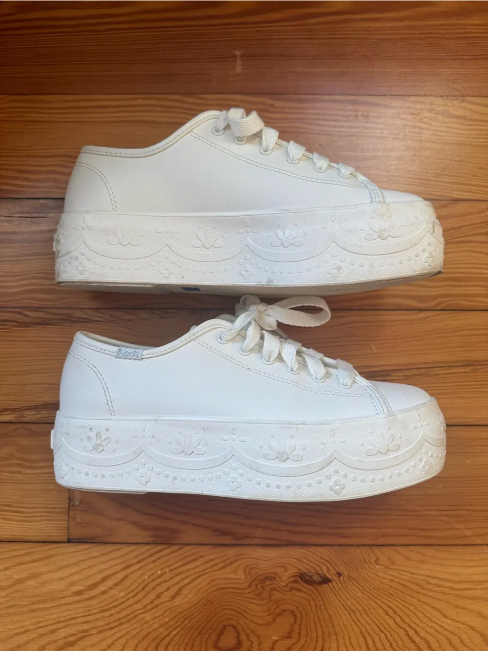 Keds Women's Triple Up Leather Lace Foxing Sneaker, White